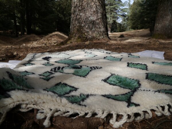 handmade green rug