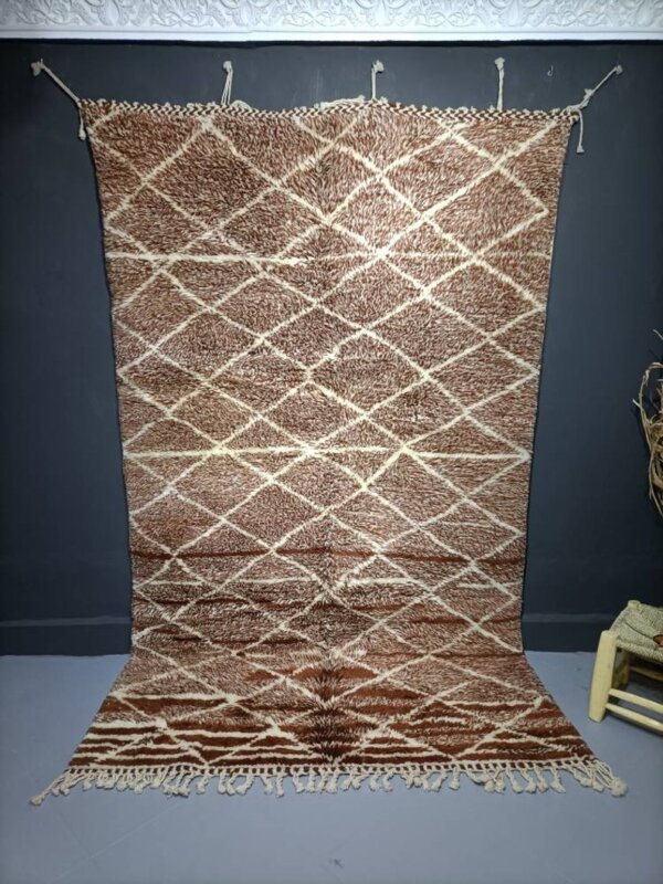 brown and white rug