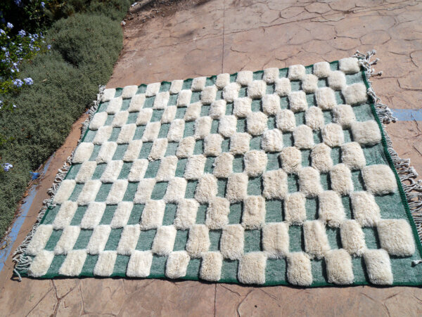 green checkered rug