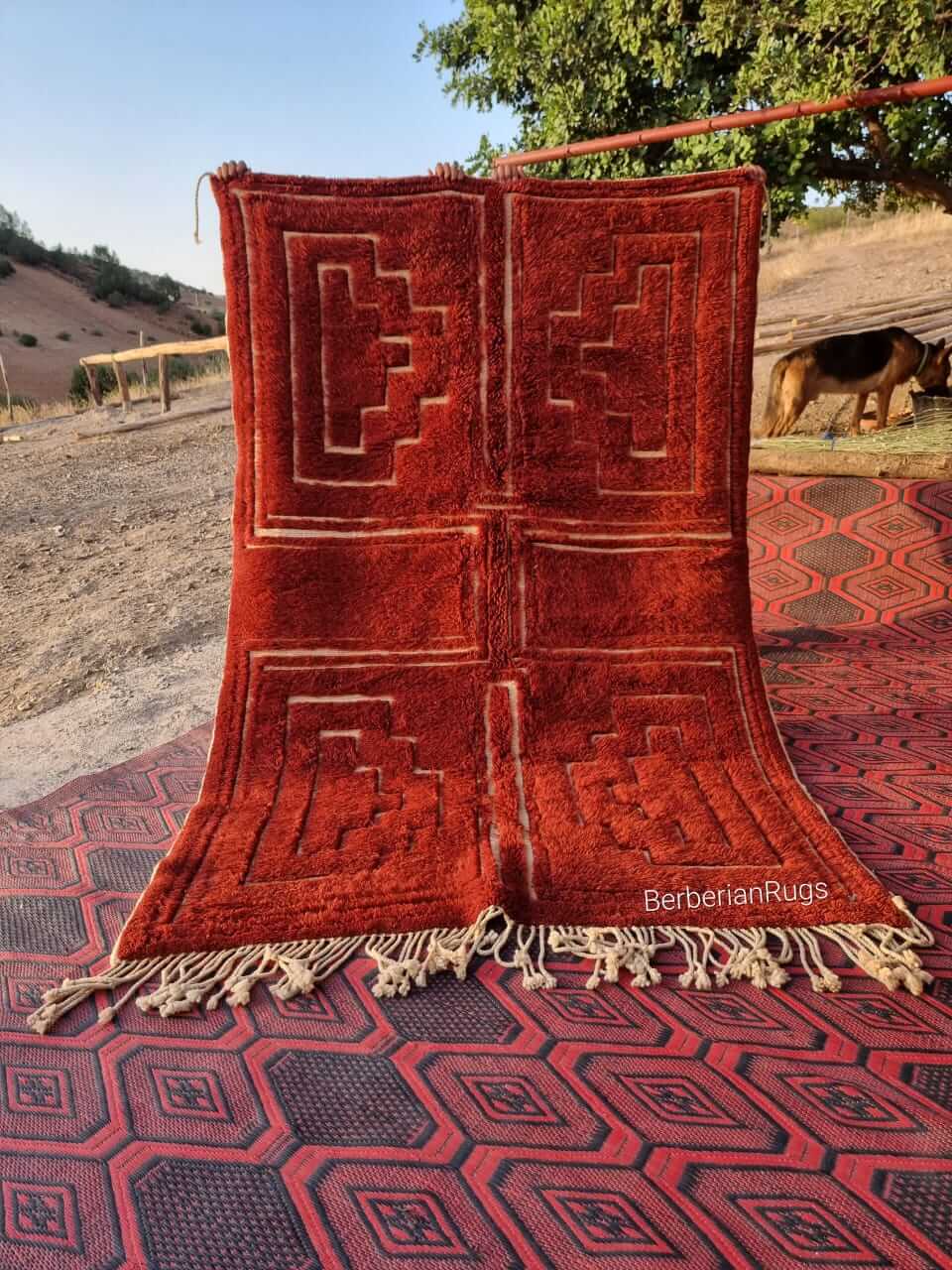 Can Rug Orange Handmade Genuine Sheep Wool Rugs