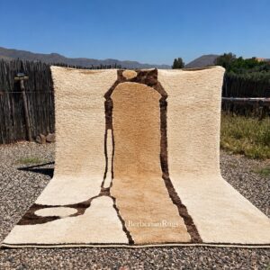 Modern Morocco rug, beige beni ourain rug,