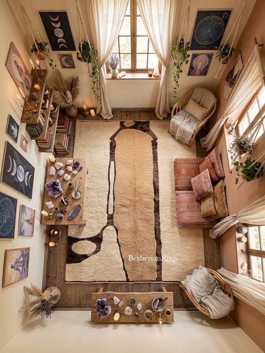 Modern Morocco rug, beige beni ourain rug, - Image 3