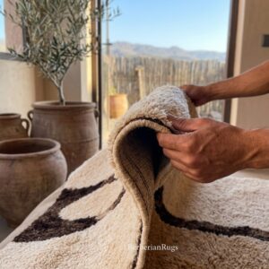 Alternative view of Modern Morocco rug, beige beni ourain rug,