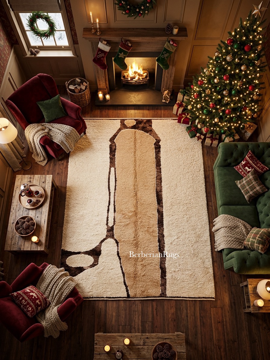Modern Morocco rug, beige beni ourain rug, - Image 4