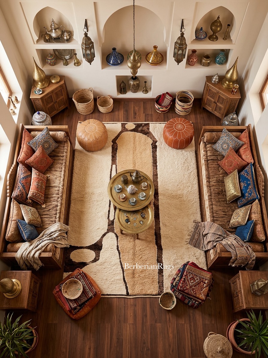 Modern Morocco rug, beige beni ourain rug, - Image 8
