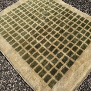Alternative view of Moroccan checkered green rug : 6x7 Feet