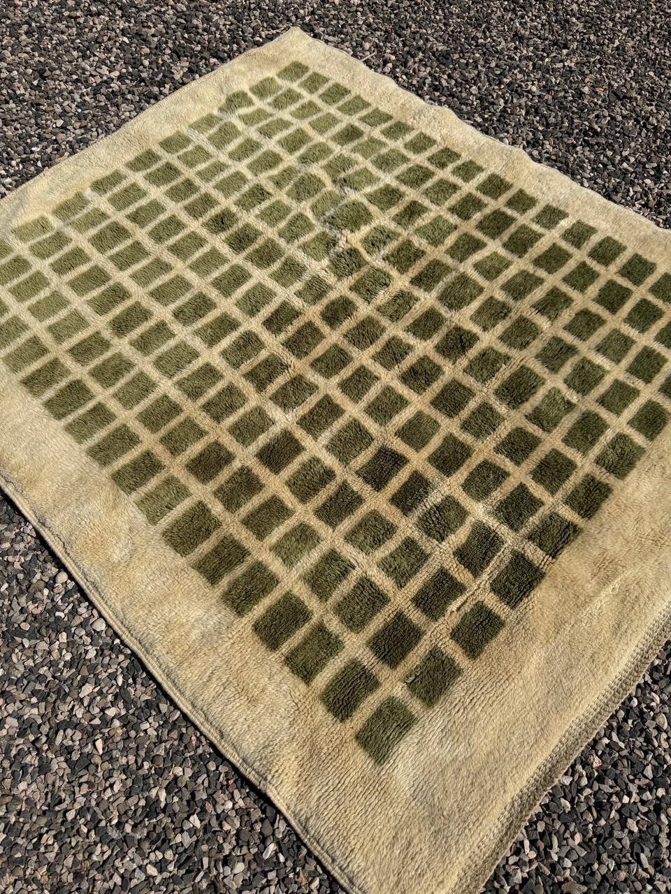 Moroccan checkered green rug : 6x7 Feet - Image 2