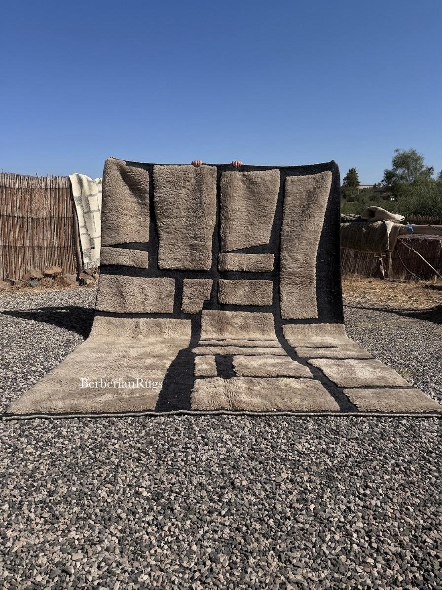 Taupe Moroccan black rug