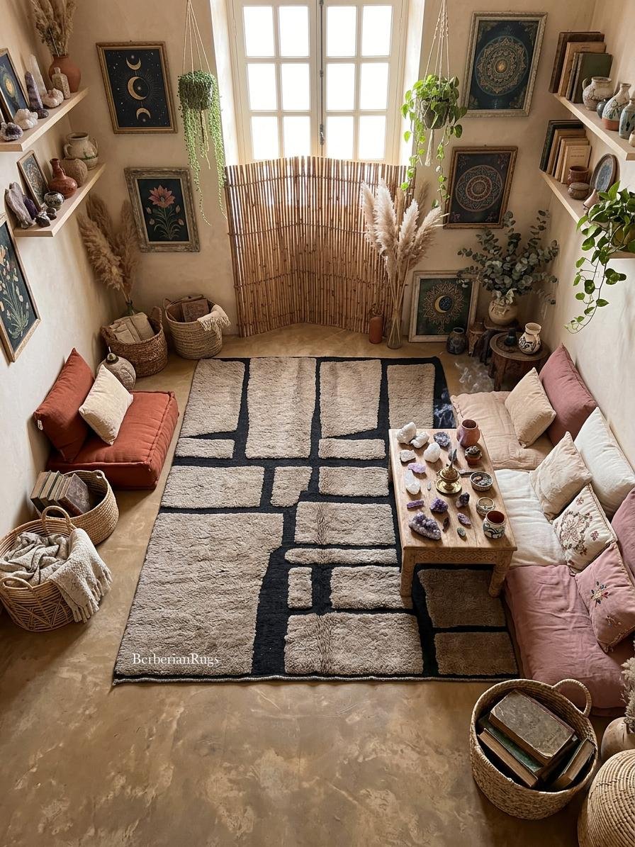 Taupe Moroccan black rug - Image 6