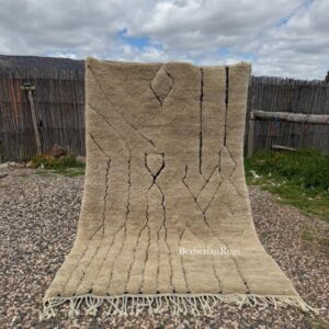 Handmade Beige Beni Mrirt Rug : 5x8 Feet
