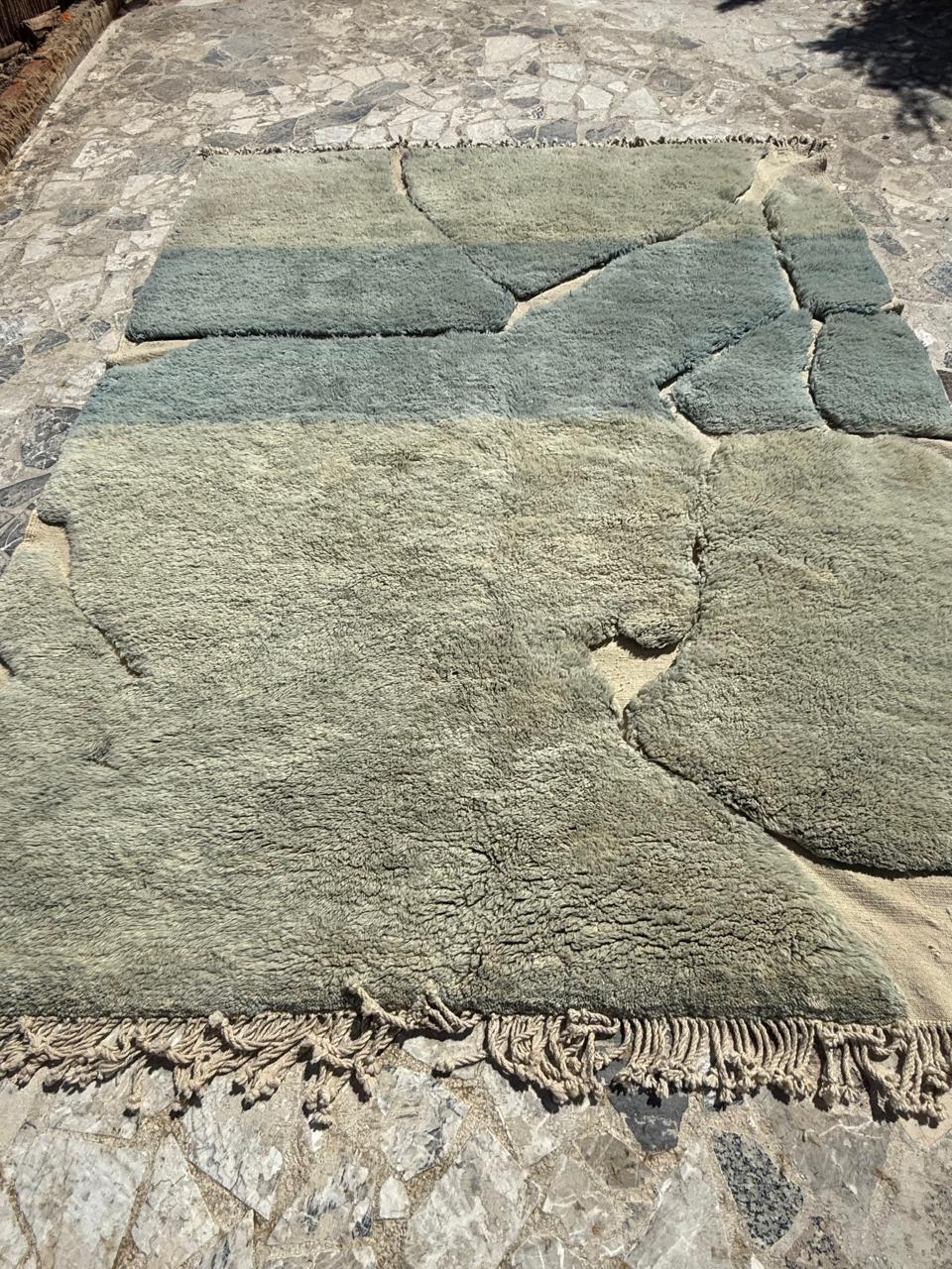 Handmade Blue Beni Mrirt Rug : 9x12 Feet - Image 3