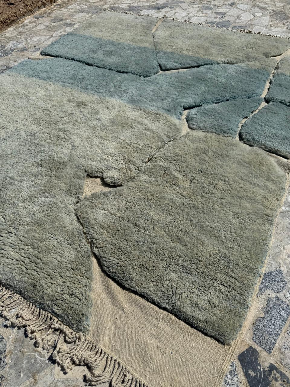 Handmade Blue Beni Mrirt Rug : 9x12 Feet - Image 4