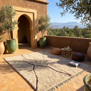Alternative view of Moroccan rug beige, brown striped