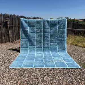 Modern Morocco blue, blue beni ourain rug