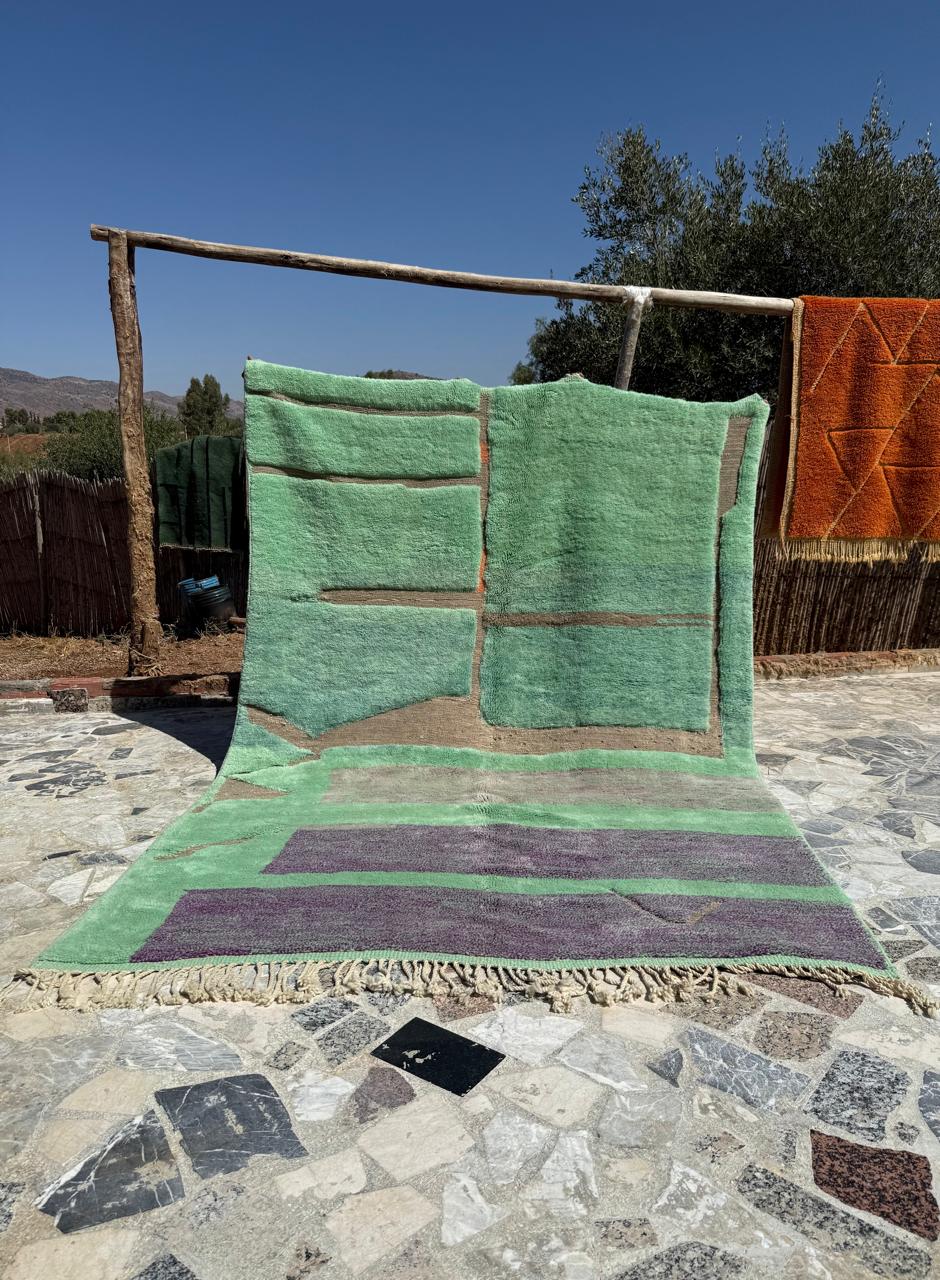 Moroccan Rug Green : 7.2 x 10.3 feet