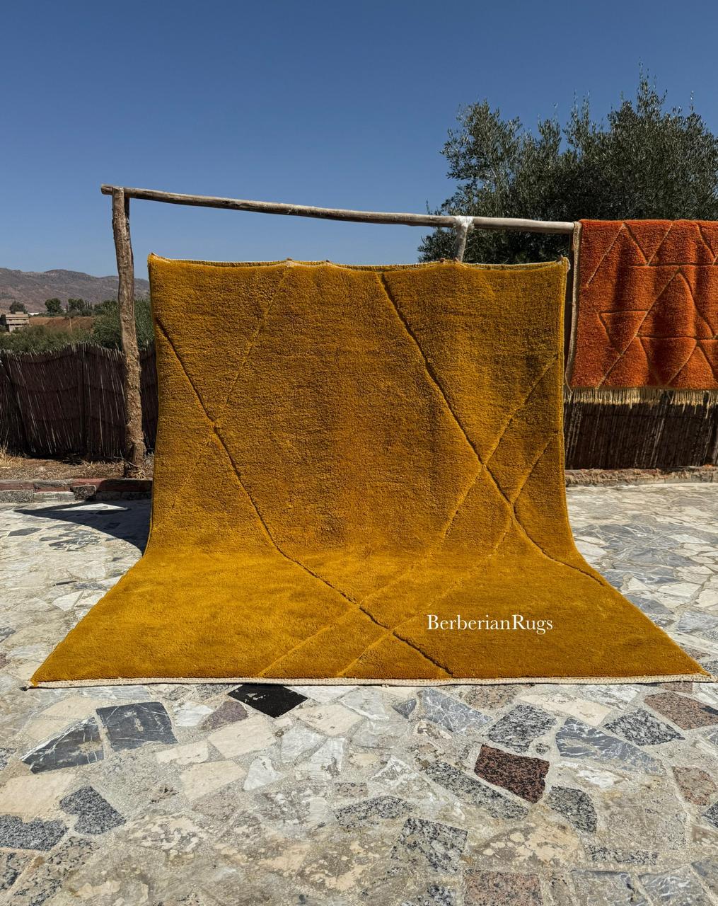 Moroccan Rug mustard : 8.4 x 10.5 Feet