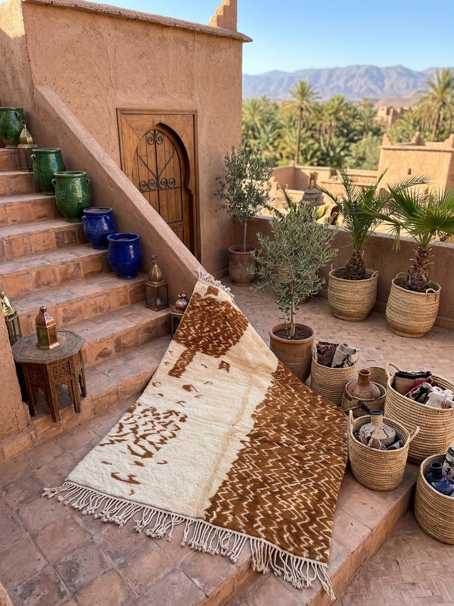 Moroccan rug Brown ivory - Image 5