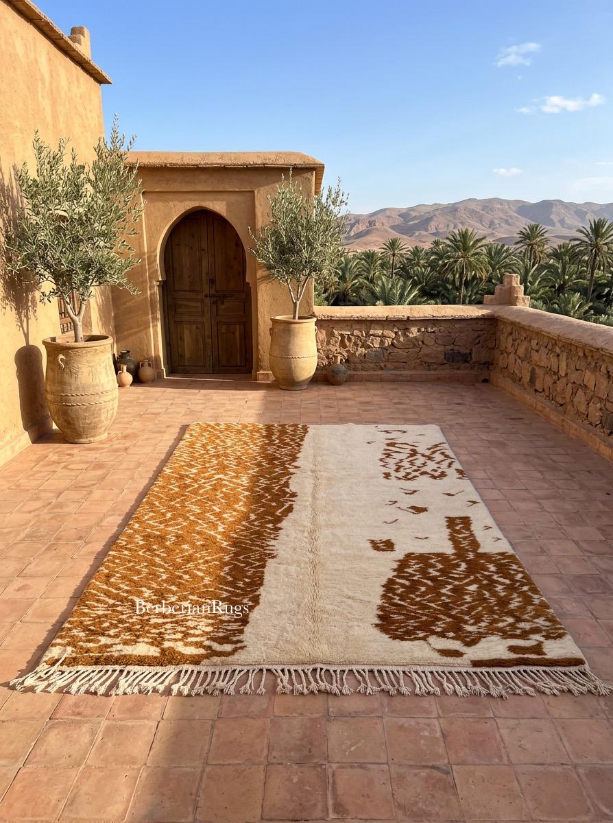 Moroccan rug Brown ivory - Image 7