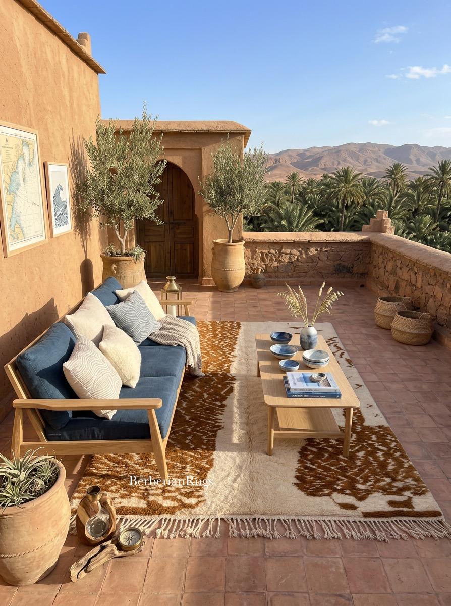 Moroccan rug Brown ivory - Image 8