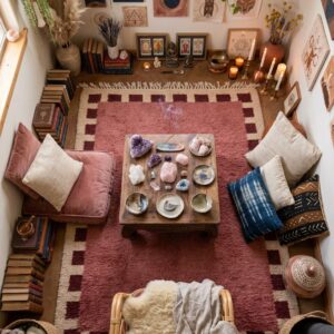 Alternative view of Moroccan rug Burgundy