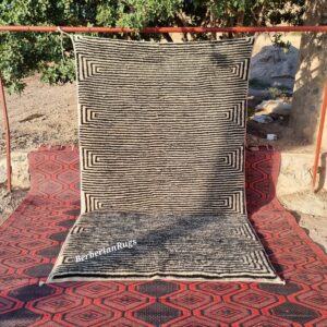 Moroccan rug black ivory